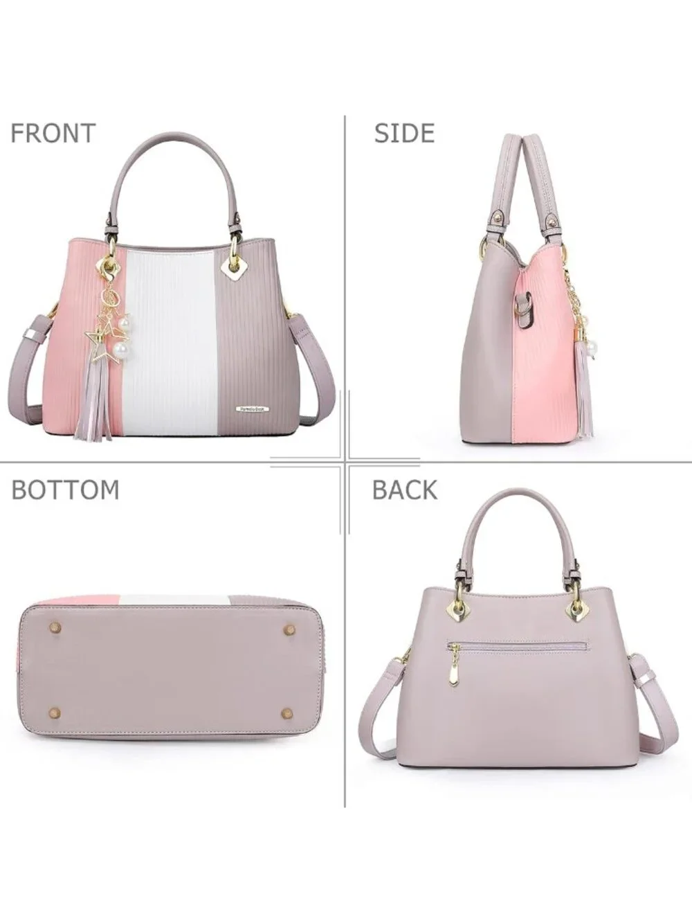 Stylish Leather Top Handle Handbags for Women | Medium Purses with Multiple